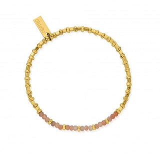 Chlobo Yellow Gold Peach Moonstone Sparkle Cube Bracelet