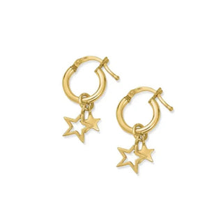 Chlobo Yellow Gold Plated Double Star Small Hoop Earrings