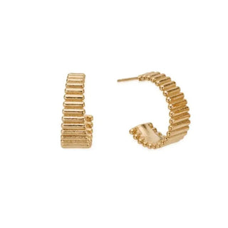 Chlobo Yellow Gold Large Ridge Hoop Earrings