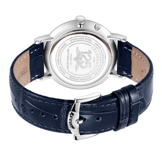 Rotary 38mm Blue Moonphase Quartz Watch with a Blue Leather Strap