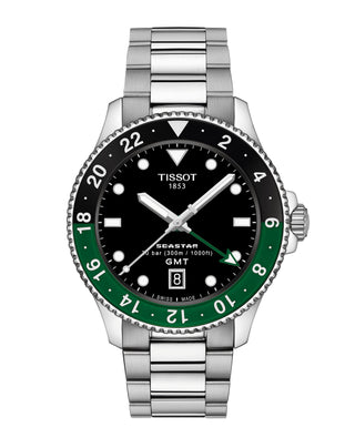 Tissot 40mm Seastar GMT Stainless Steel Green/Black Quartz Watch