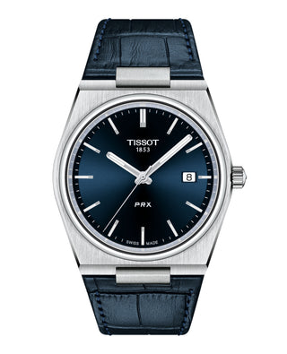 Tissot PRX 40mm Blue Quartz Watch with a Blue Leather Strap