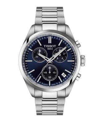 Tissot 40mm PR100 Stainless Steel Navy Chronograph Quartz Watch