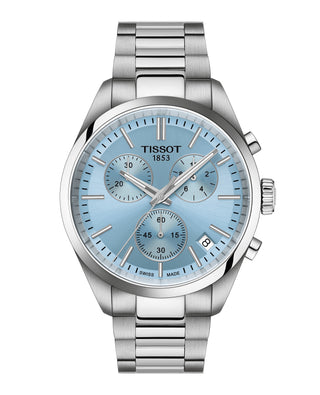 Tissot 40mm PR100 Stainless Steel Blue Chronograph Quartz Watch