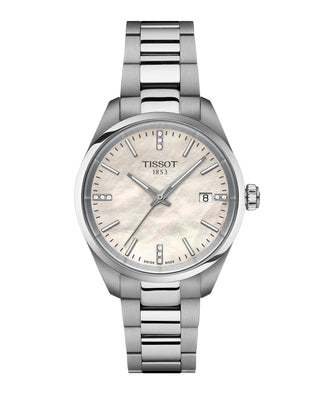 Tissot 34mm PR100 Mother-of-Pearl Stainless Steel Diamond Quartz Watch