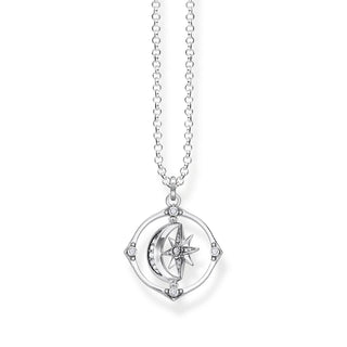 Thomas Sabo Silver Zirconia Star and Moon Rotating Necklace