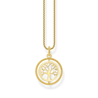 Thomas Sabo Yellow Gold Plated Zirconia Tree of Love Rotating Necklace