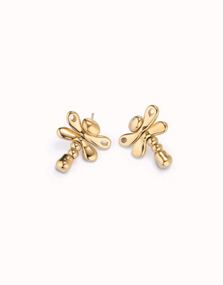 Uno de 50 Yellow Gold Plated Dragonfly Earrings