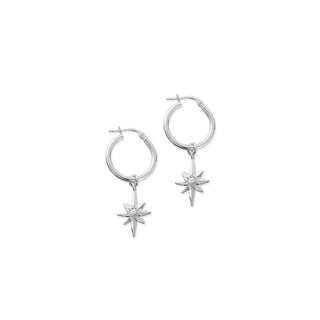 ChloBo Silver Lucky Star Hoop Earrings