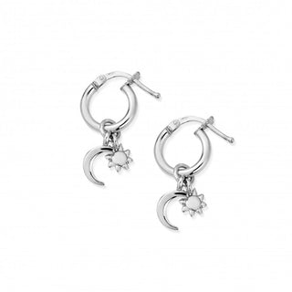 ChloBo Silver Dainty Sun And Moon Hoop Earrings