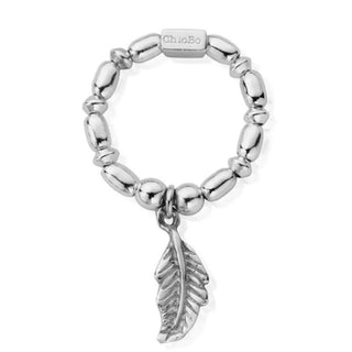 Chlobo Silver Mini Rice Feather Ring - Size Medium