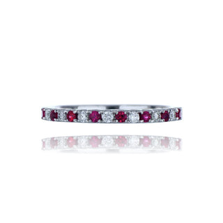 18ct White Gold 0.20ct Ruby And Diamond Half Eternity Ring