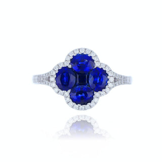 18ct White Gold 1.93ct Sapphire And Diamond Flower Cluster Ring