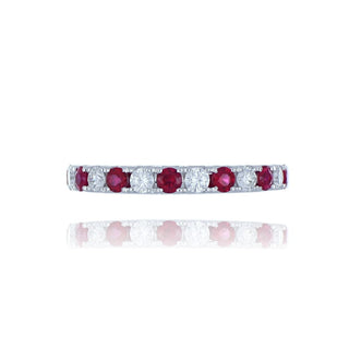 18ct White Gold 0.48ct Ruby And Diamond Half Eternity Ring