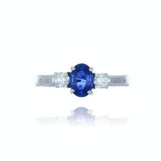 18ct White Gold 0.90ct Sapphire And Diamond 3 Stone Ring