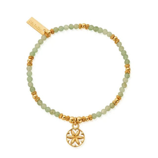 Chlobo Yellow Gold Plated Flower Mandala Aventurine Bracelet