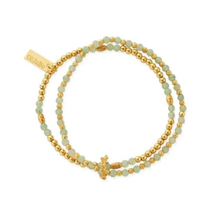 Chlobo Yellow Gold Plated Wisteria Aventurine Bracelet Stack