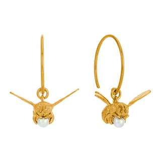 Alex Monroe Yellow Gold Plate Flying Bee Hoop Earrings