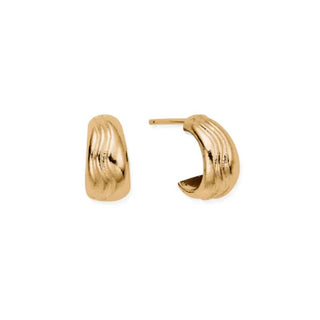 Chlobo Yellow Gold Plated Gold Waves Huggy Hoop Earrings