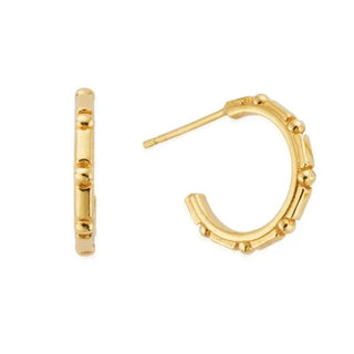 Chlobo Yellow Gold Plated Art Deco Hoop Earrings