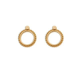 Chlobo Yellow Gold Plated New Moon Stud Earrings