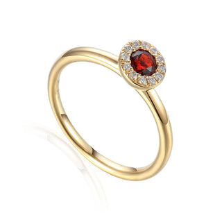 A&S Birthstone Collection 9ct Yellow Gold Garnet And Diamond January Birthstone Ring