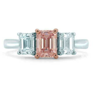 Platinum 1.86ct Pink And White Diamond 3 Stone Ring