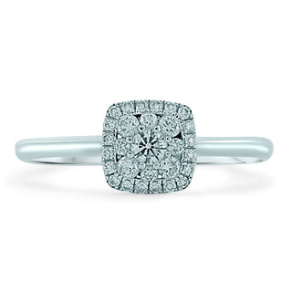 18ct White Gold Pave Cushion And Halo Diamond Ring