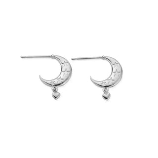 Chlobo Silver Love by the Moon Huggy Hoop Earrings