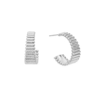 Chlobo Silver Large Ridge Hoop Earrings