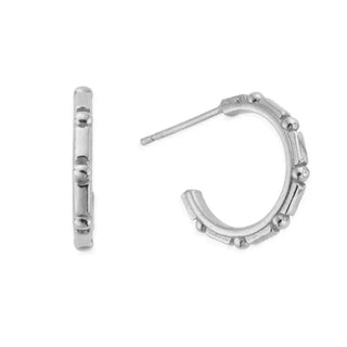 Chlobo Silver Art Deco Hoop Earrings