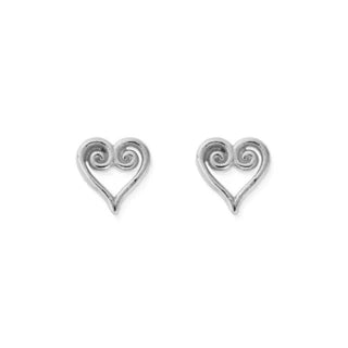 Chlobo Silver Scroll Heart Stud Earrings