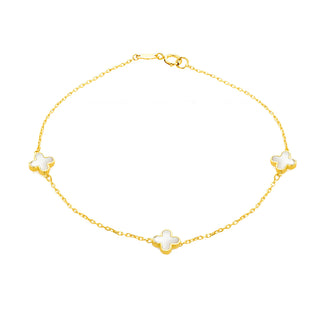 9ct Yellow Gold Mother-of-Pearl Clover Bracelet