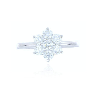 18ct White Gold 1.04ct Diamond Flower Cluster Ring