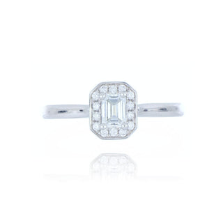 Platinum 0.49ct Emerald Cut Diamond Cluster Ring