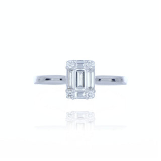 18ct White Gold 0.54ct Baguette Cut Diamond Illusion Cluster Ring