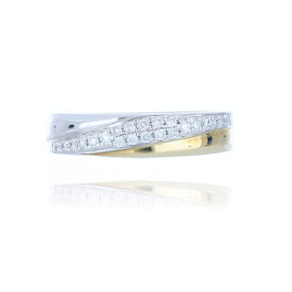 9ct Yellow And White Gold 0.15ct Diamond Twist Ring