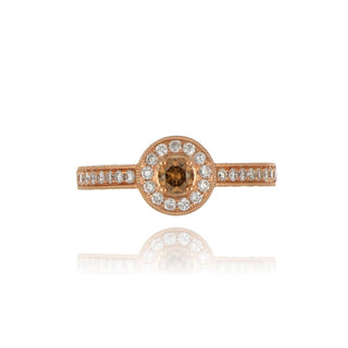 18ct Rose Gold Natural Cognac Diamond Cluster Ring With Stone Set Shoulders