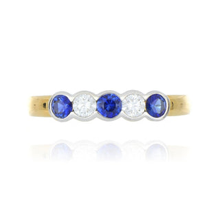 18ct Yellow Gold 0.39ct Sapphire And Diamond 5 Stone Ring