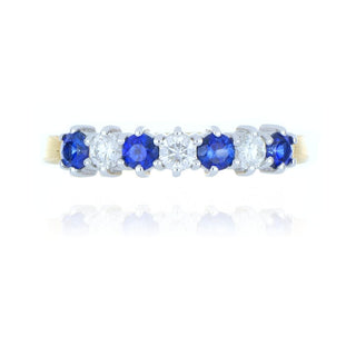 18ct Yellow Gold 0.44ct Sapphire And Diamond 7 Stone Ring