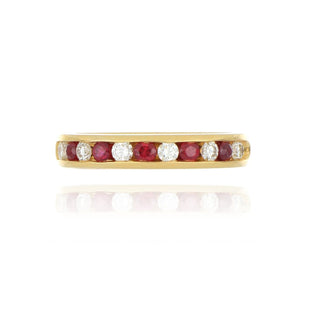 18ct Yellow Gold 0.32ct Ruby And Diamond Half Eternity Ring