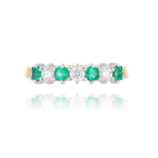 18ct Yellow Gold 0.33ct Emerald And Diamond Half Eternity Ring