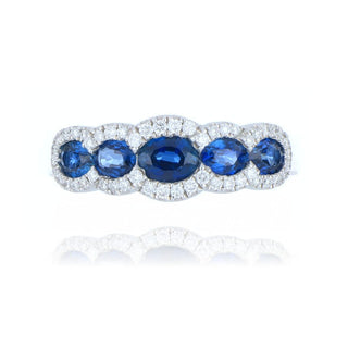 18ct White Gold 1.39ct Sapphire And Diamond 5 Stone Cluster Ring