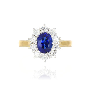 18ct Yellow Gold 1.39ct Sapphire And Diamond Cluster Ring