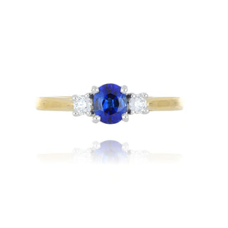 18ct Yellow Gold 0.69ct Sapphire And Diamond 3 Stone Ring