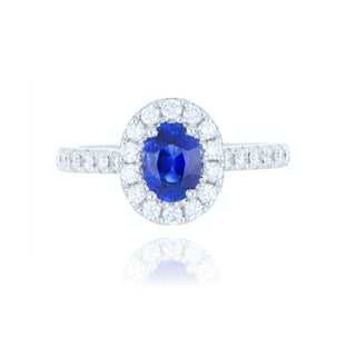 18ct White Gold 0.93ct Sapphire And Diamond Cluster Ring