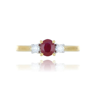 18ct Yellow Gold 0.43ct Ruby And Diamond 3 Stone Ring