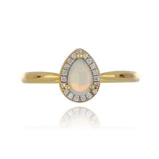 18ct Yellow Gold Pear Cut Opal And Diamond Cluster Ring