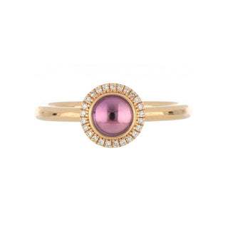 18ct Rose Gold Cabochon Amethyst And Diamond Cluster Ring