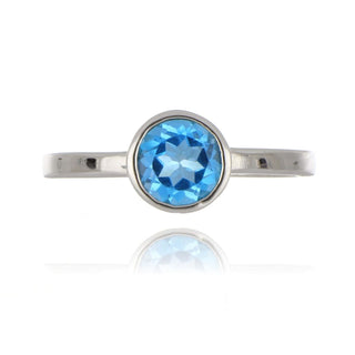 9ct White Gold Rub Over Blue Topaz Solitaire